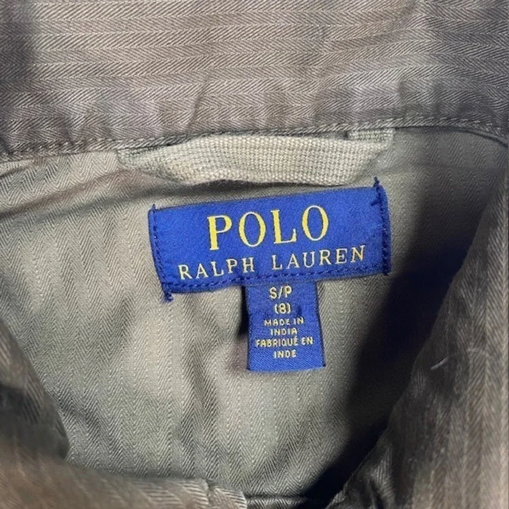Polo Ralph Lauren Kids Small 8 Green Herringbone Twill Military Field Jacket